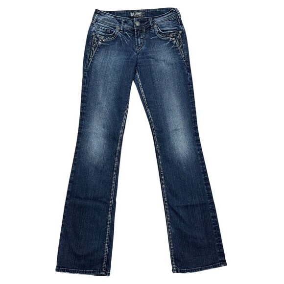 Silver Jeans Co. Denim - Silver Jeans Co Suki Low-Rise Bootcut Jeans W27/L33 Embroidered Studs Rhinestone